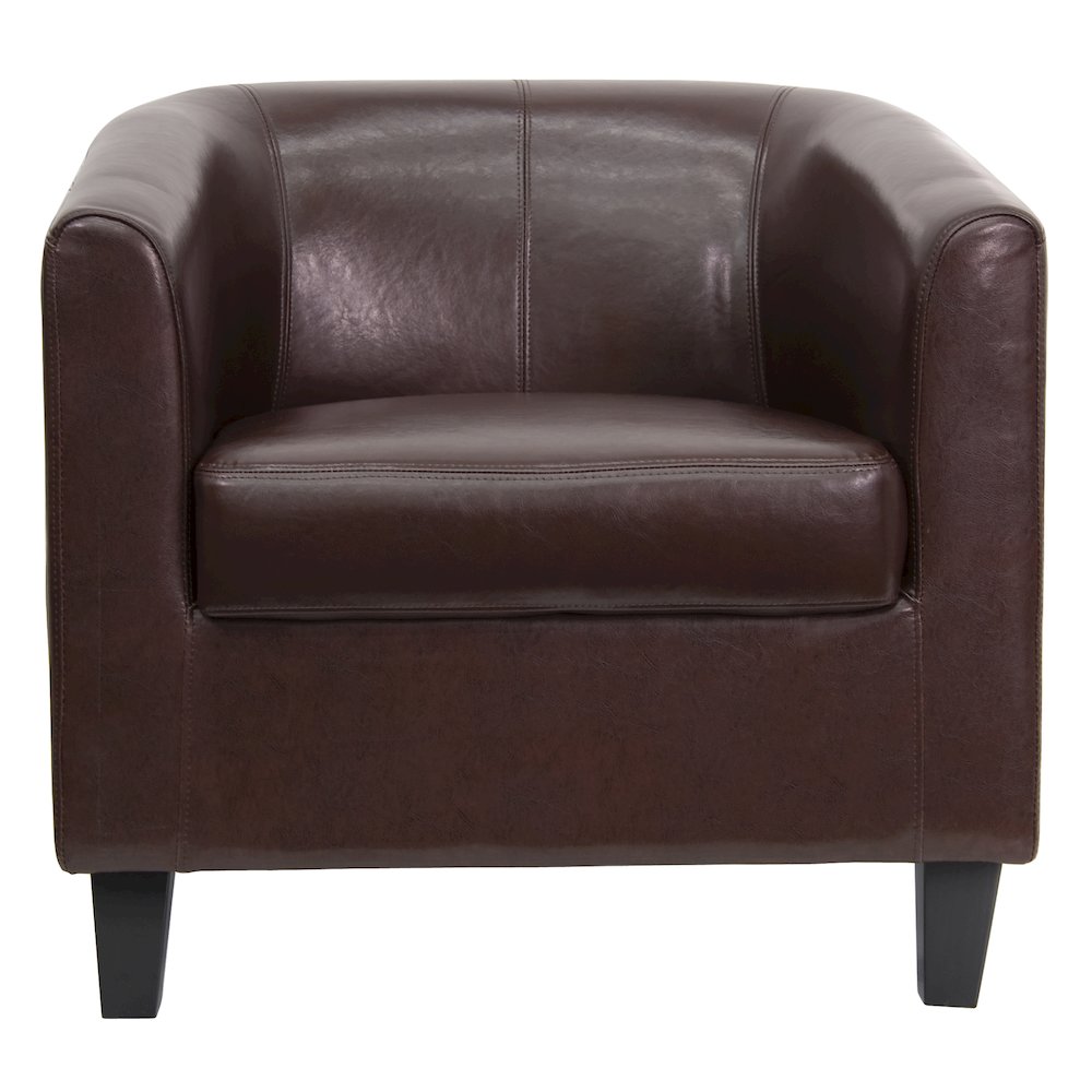 Brown LeatherSoft Lounge Chair with Sloping Arms. Picture 4