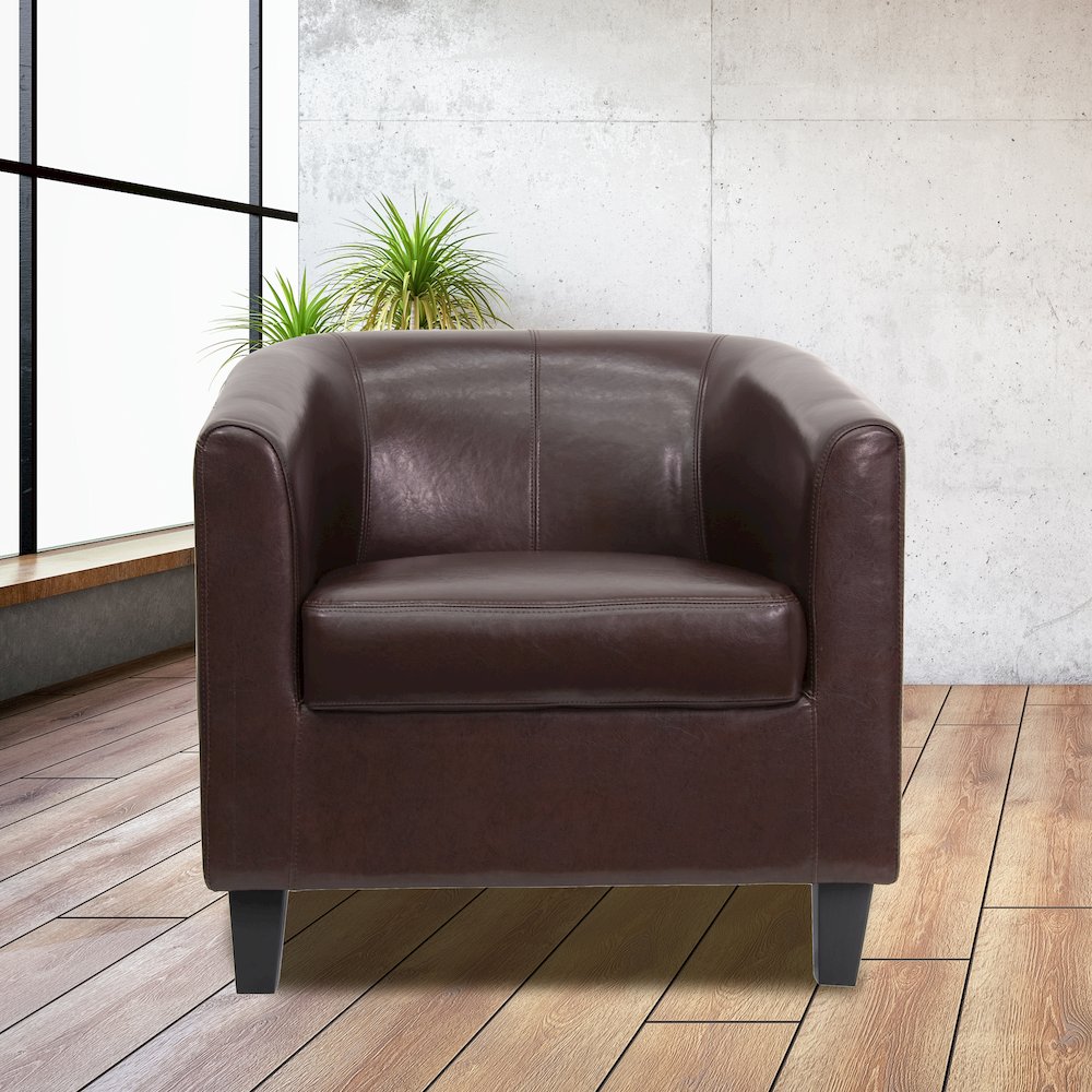 Brown LeatherSoft Lounge Chair. Picture 2
