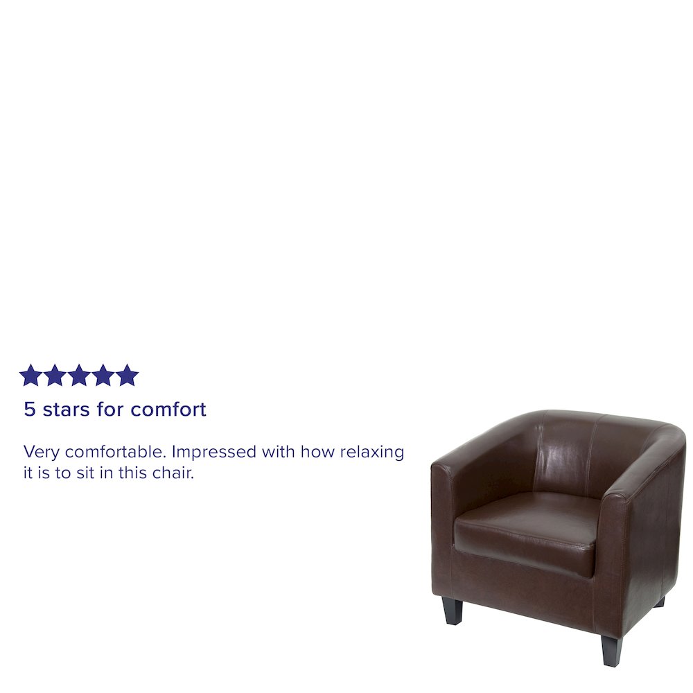 Brown LeatherSoft Lounge Chair with Sloping Arms. Picture 5