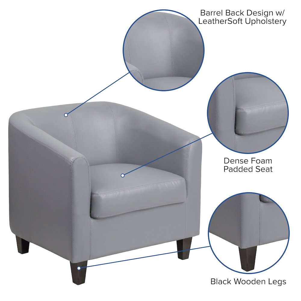 Gray LeatherSoft Lounge Chair. Picture 5