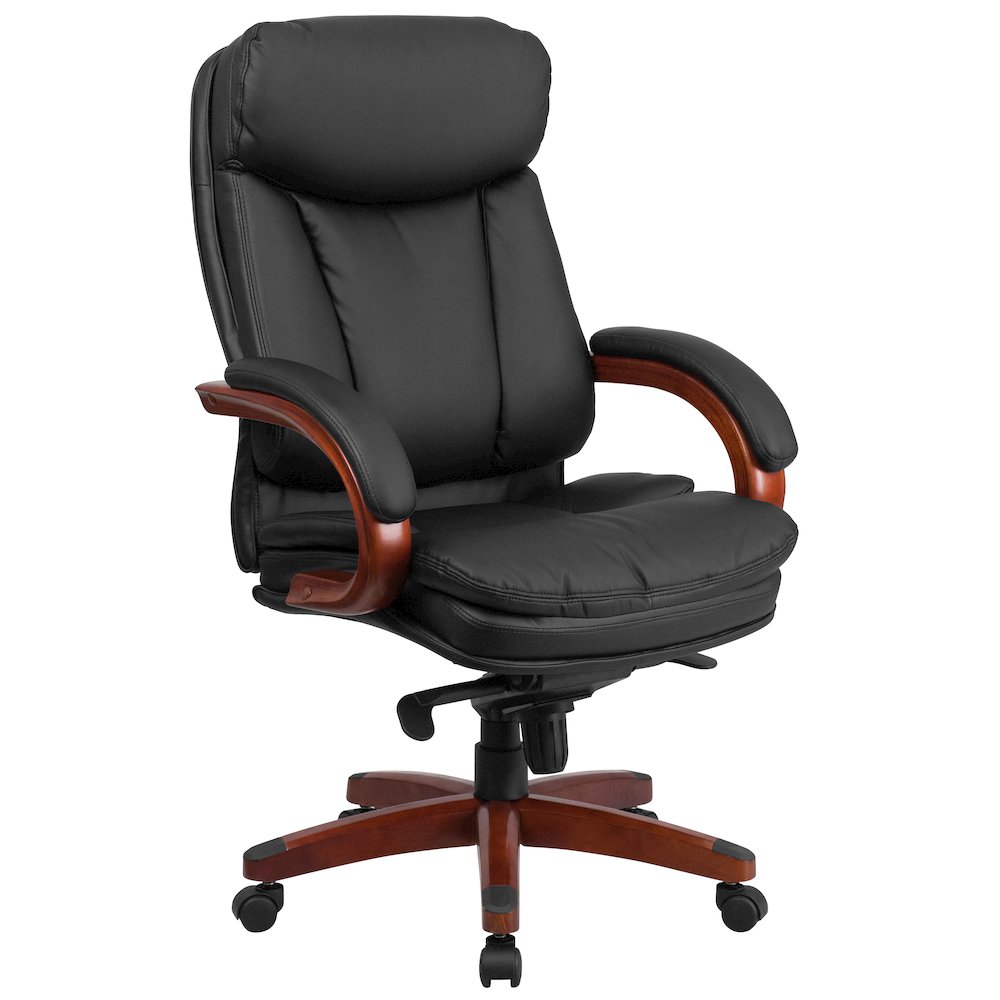 High Back Black Executive Office Chair with Synchro-Tilt Mechanism. Picture 1