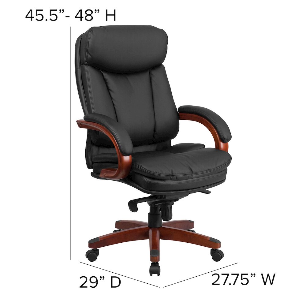 High Back Black Executive Office Chair with Synchro-Tilt Mechanism. Picture 6