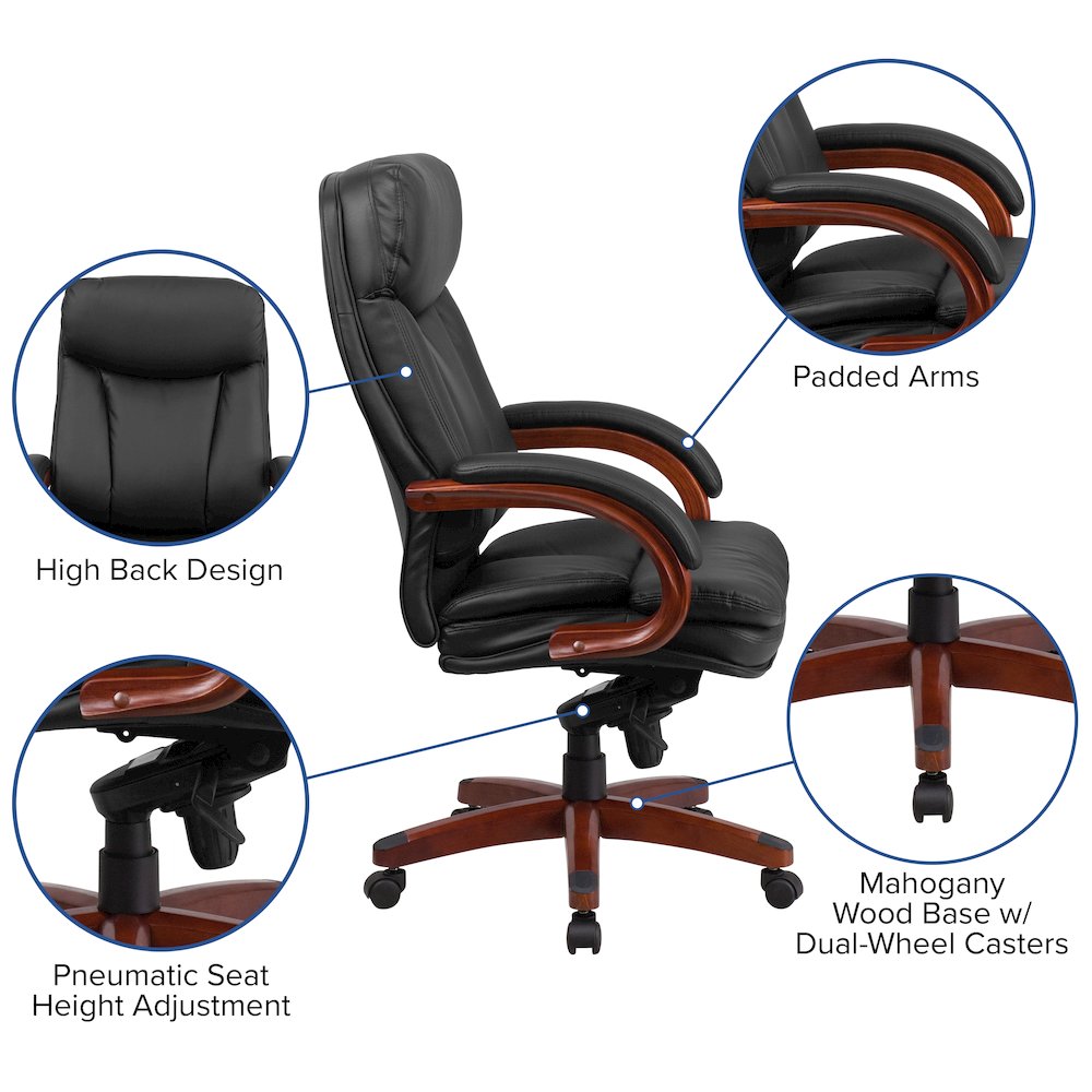 High Back Black Executive Office Chair with Synchro-Tilt Mechanism. Picture 5