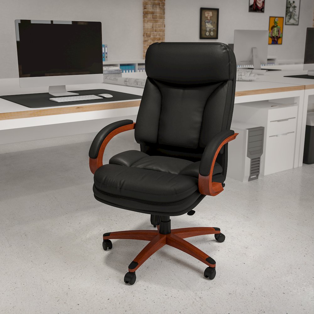 High Back Black Executive Office Chair with Synchro-Tilt Mechanism. Picture 2