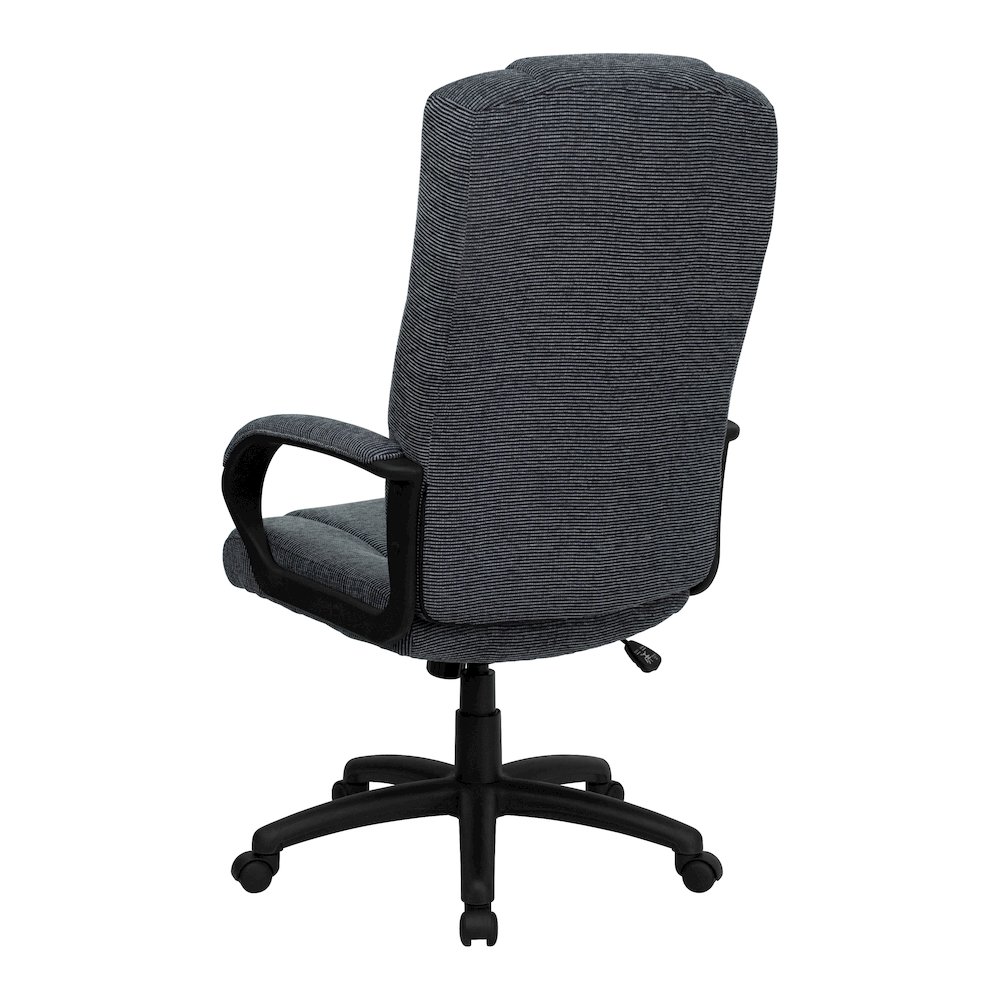 High Back Gray Fabric Executive Swivel Office Chair with Arms. Picture 8