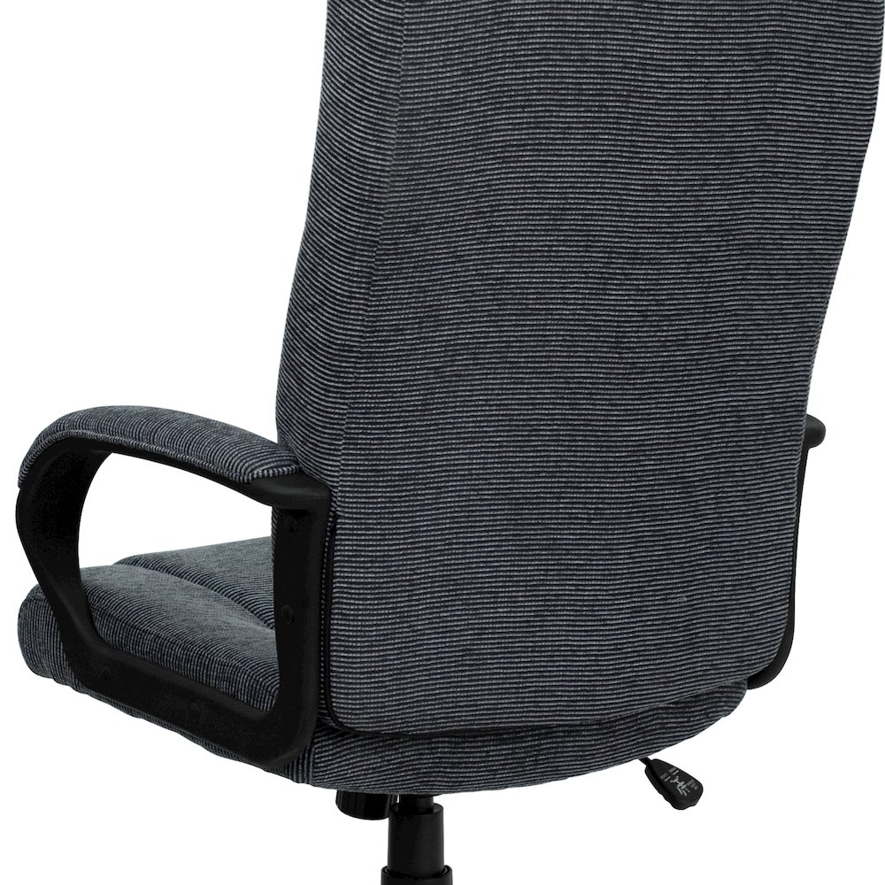 High Back Gray Fabric Executive Swivel Office Chair with Arms. Picture 12