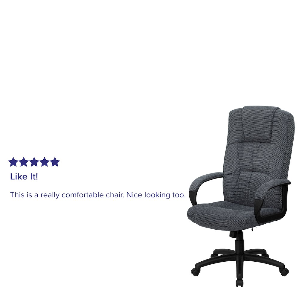 High Back Gray Fabric Executive Swivel Office Chair with Arms. Picture 5