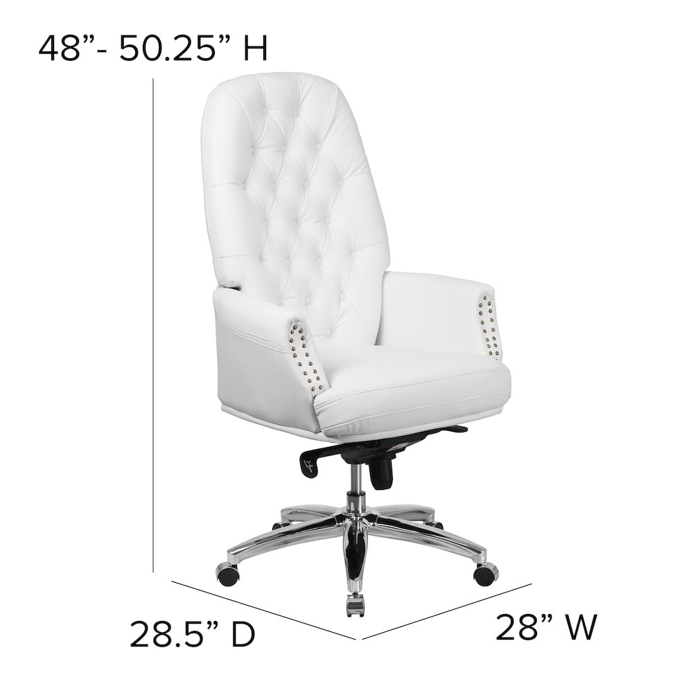 High Back White Multifunction Executive Swivel Ergonomic Office Chair with Arms. Picture 7