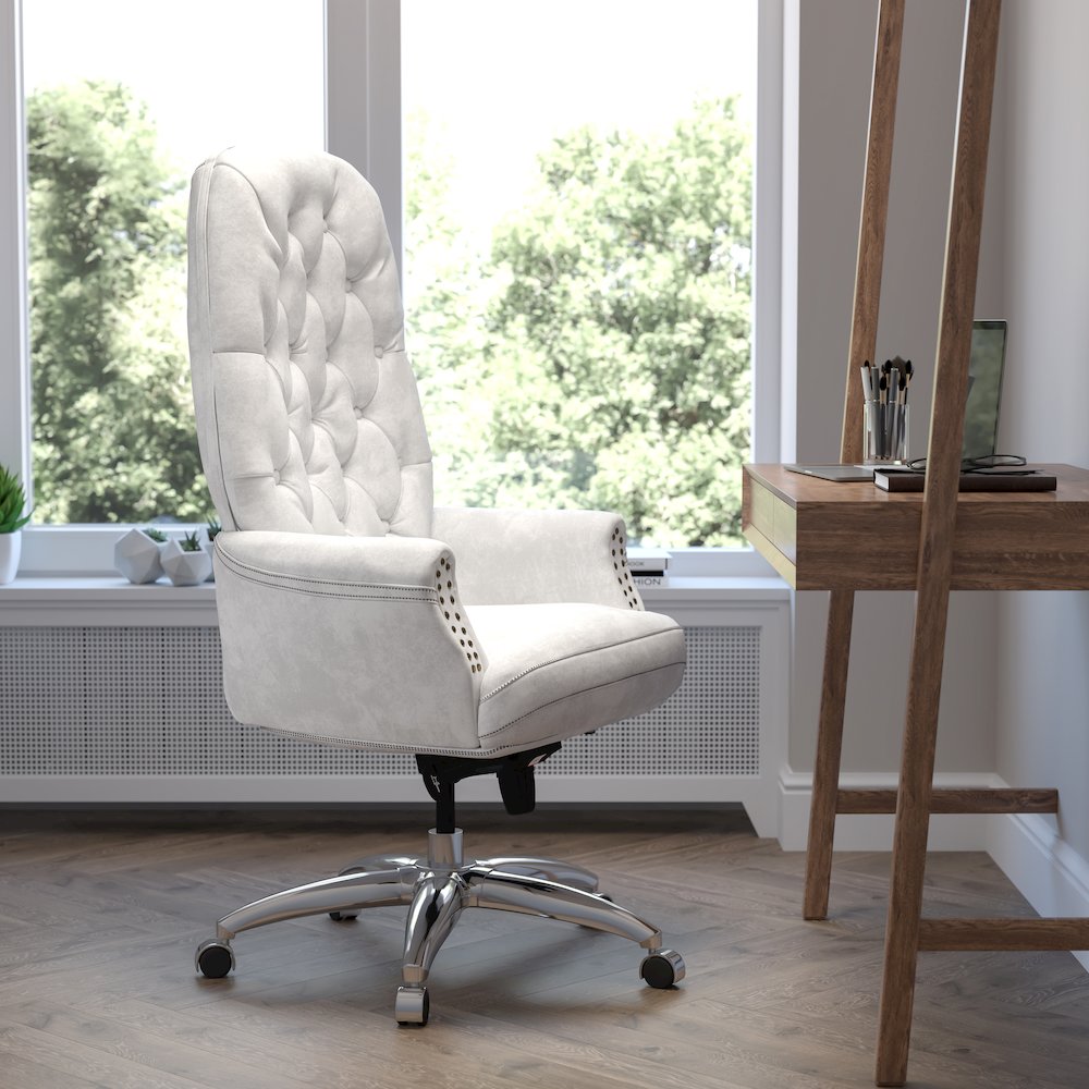 High Back White Multifunction Executive Swivel Ergonomic Office Chair with Arms. Picture 2