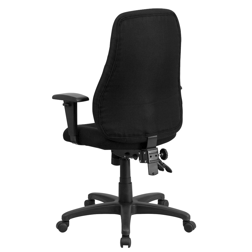 High Back Black Fabric Multifunction Swivel Task Office Chair. Picture 7