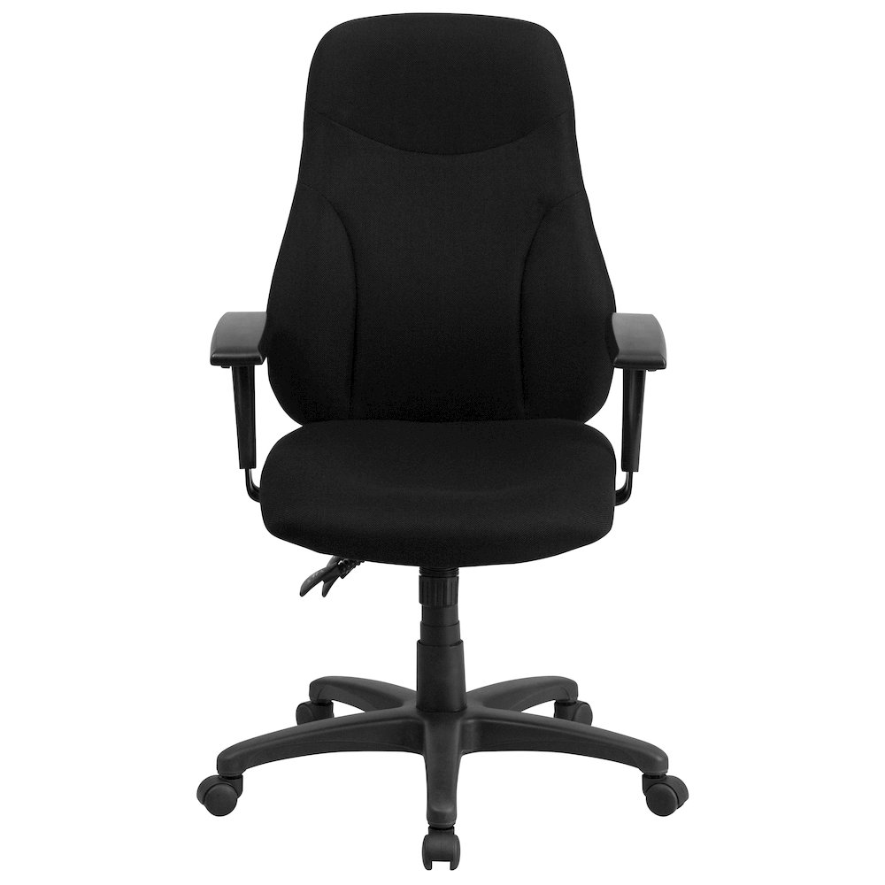 High Back Black Fabric Multifunction Swivel Task Office Chair. Picture 10