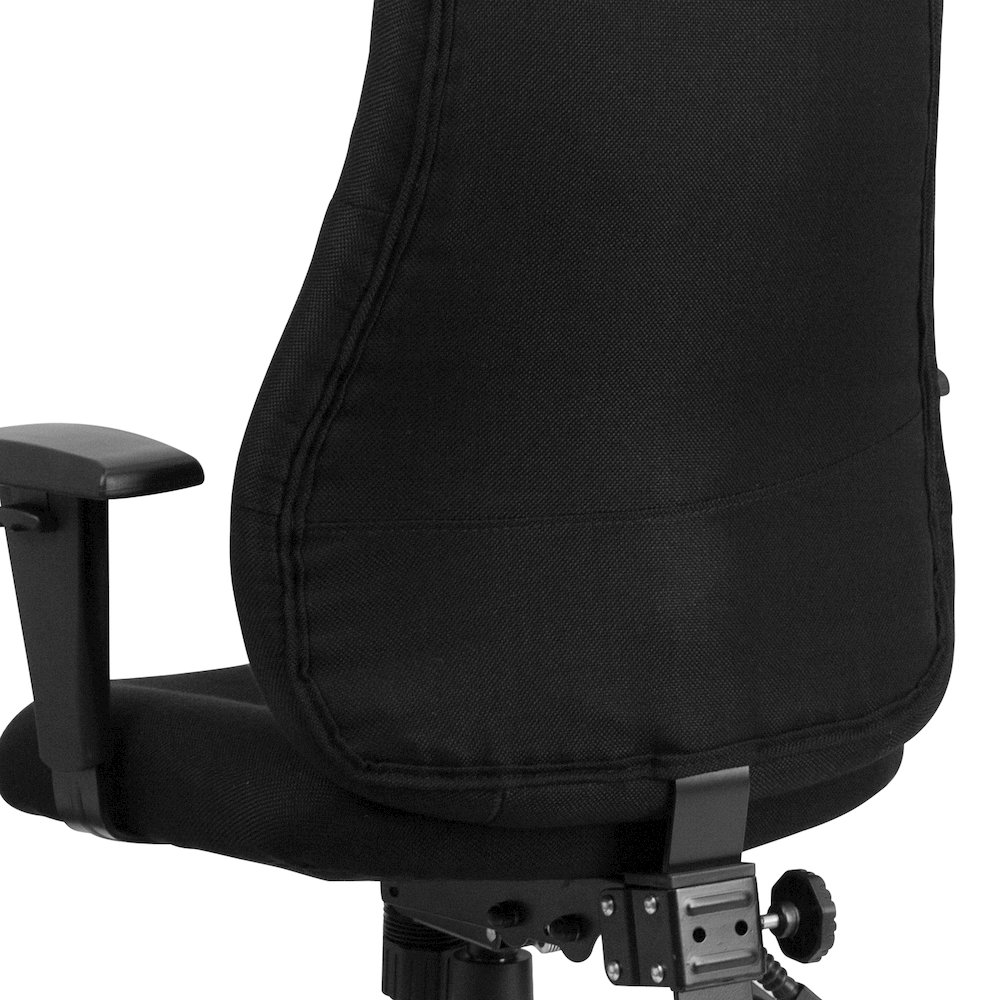 High Back Black Fabric Multifunction Swivel Task Office Chair. Picture 11