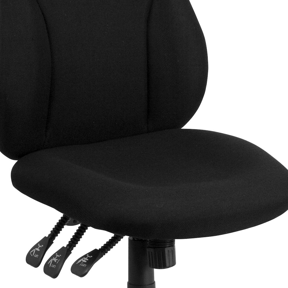 High Back Black Fabric Multifunction Swivel Ergonomic Task Office Chair. Picture 9
