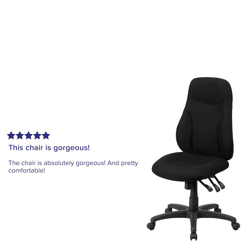High Back Black Fabric Multifunction Swivel Ergonomic Task Office Chair. Picture 5