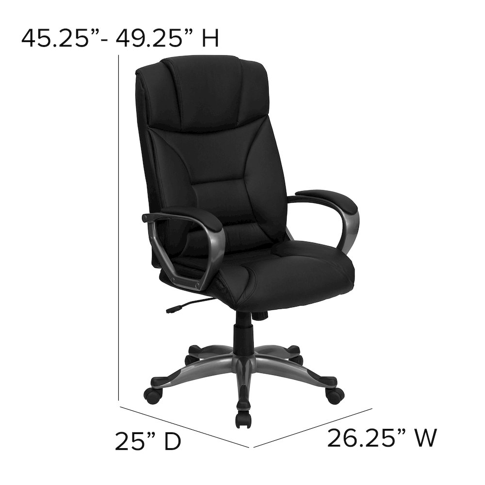 High Back Black LeatherSoft Executive Swivel Office Chair with Arms. Picture 7