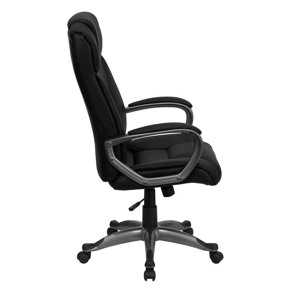 High Back Black LeatherSoft Executive Swivel Office Chair with Arms. Picture 10