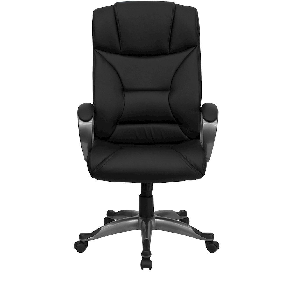 High Back Black LeatherSoft Executive Swivel Office Chair with Arms. Picture 11