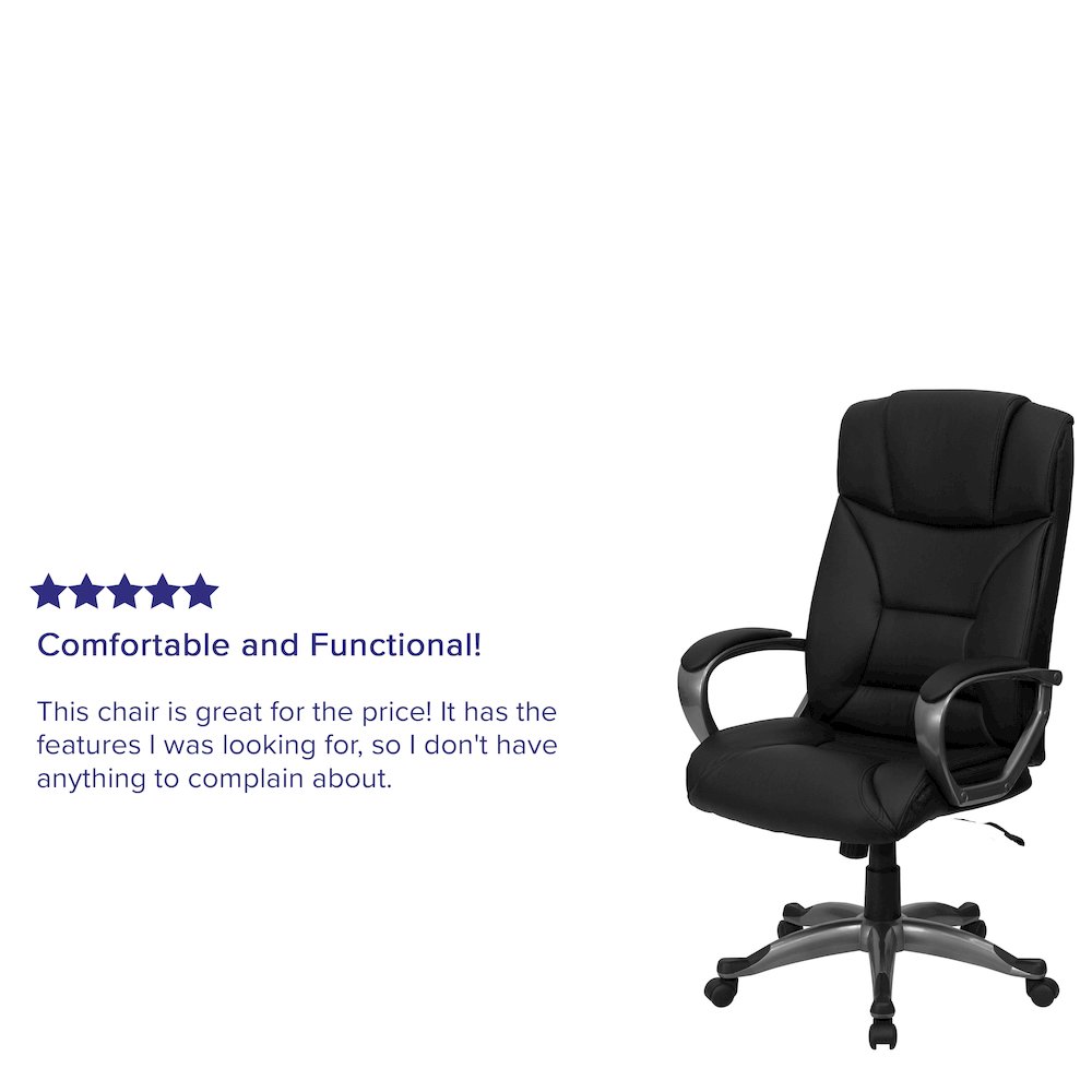 High Back Black LeatherSoft Executive Swivel Office Chair with Arms. Picture 5