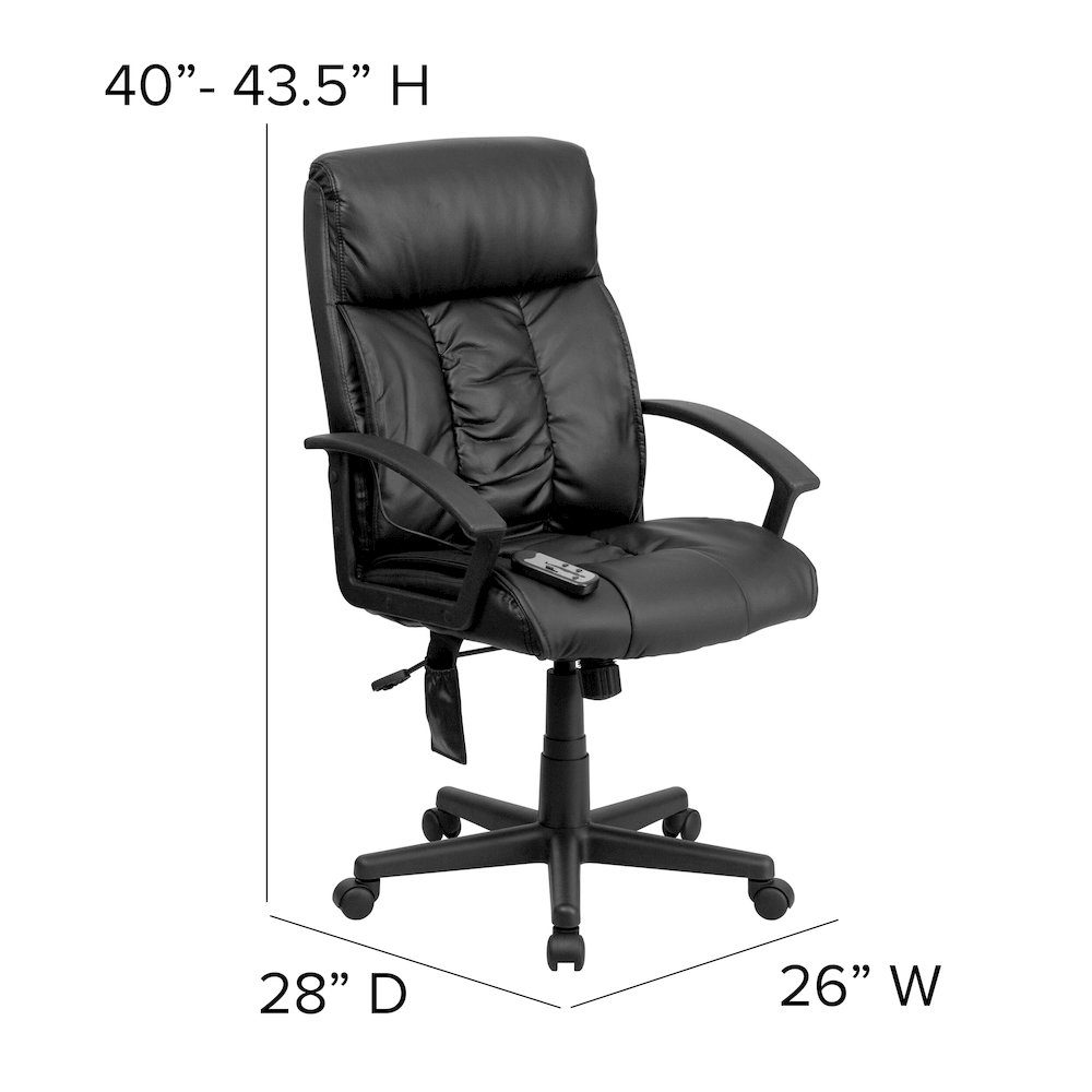 High Back Massaging Black Executive Swivel Office Chair with Side Remote Pocket. Picture 6