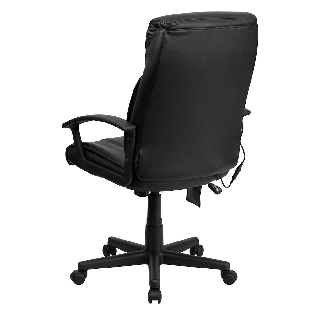High Back Massaging Black Executive Swivel Office Chair with Side Remote Pocket. Picture 7