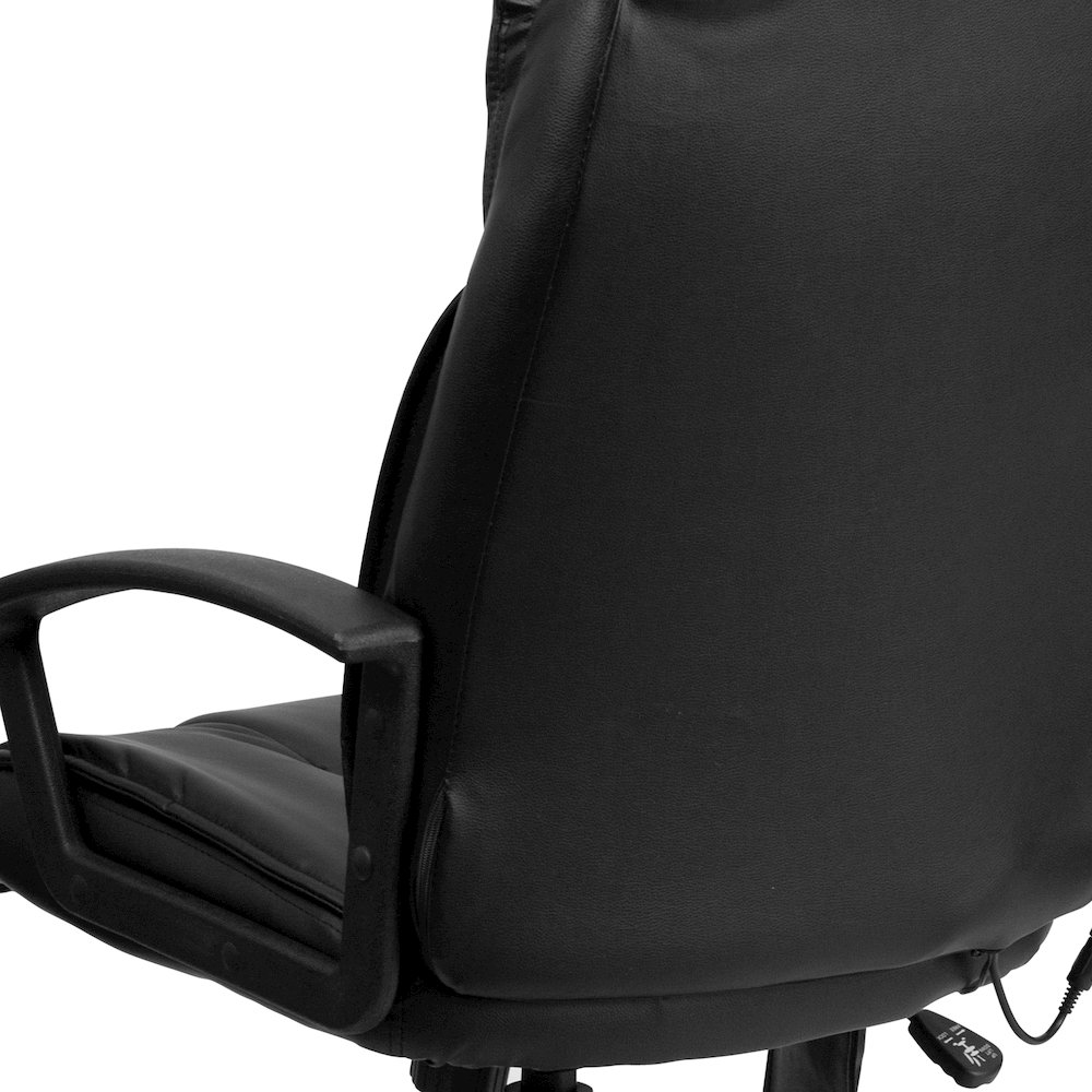High Back Massaging Black Executive Swivel Office Chair with Side Remote Pocket. Picture 11
