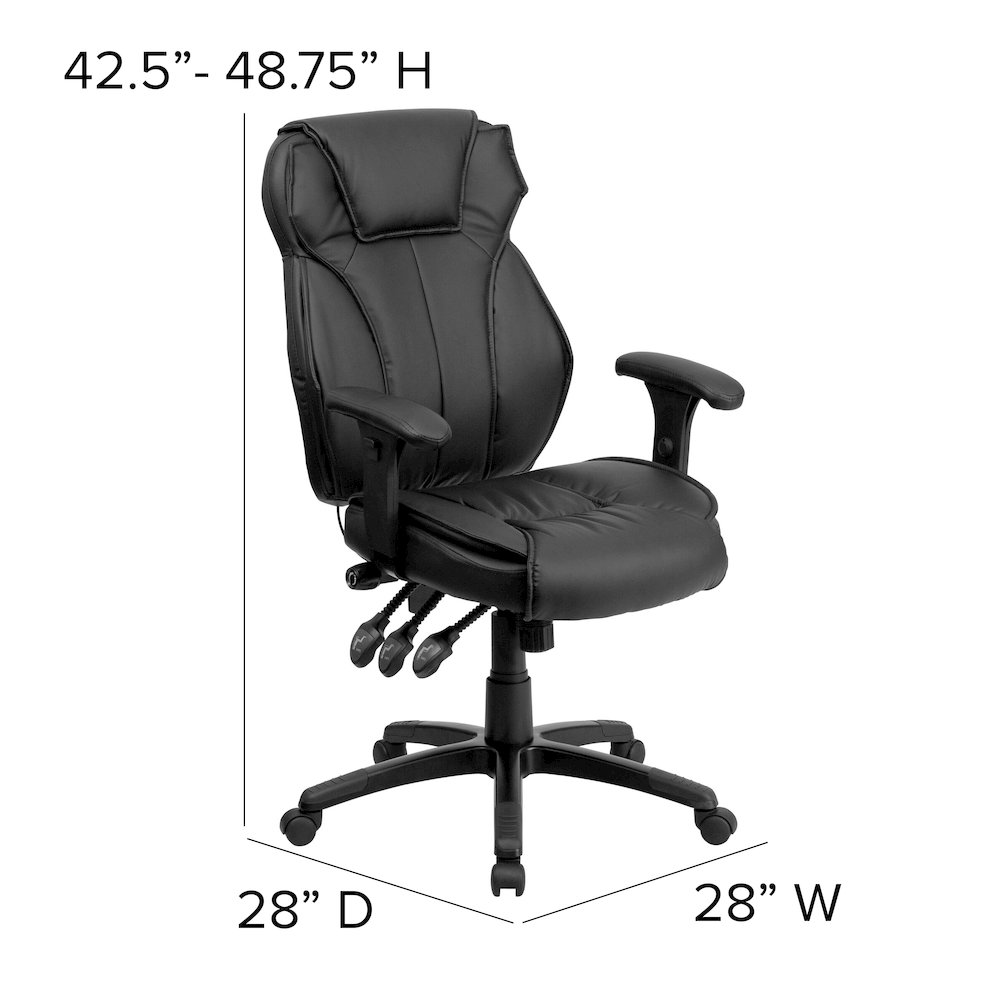 High Back Black Multifunction Executive Swivel Office Chair. Picture 7