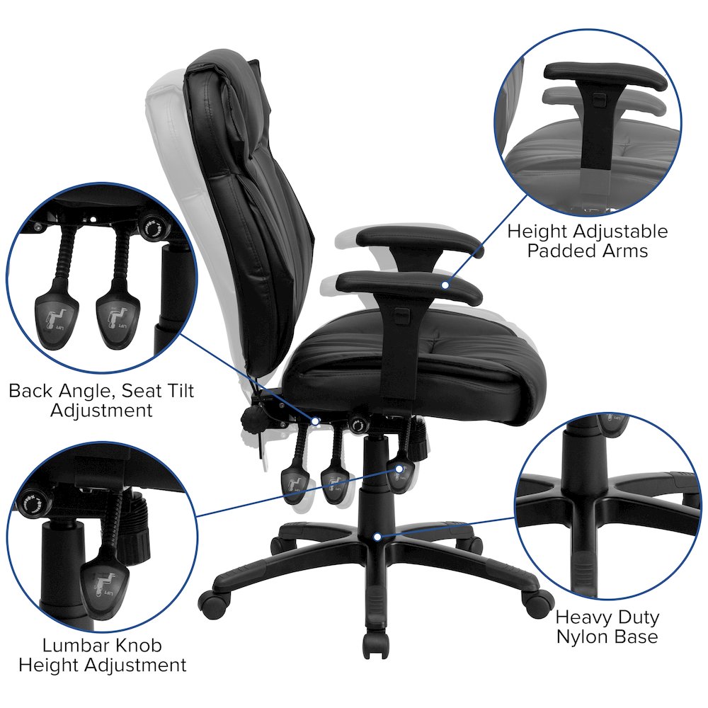 High Back Black Multifunction Executive Swivel Office Chair. Picture 6