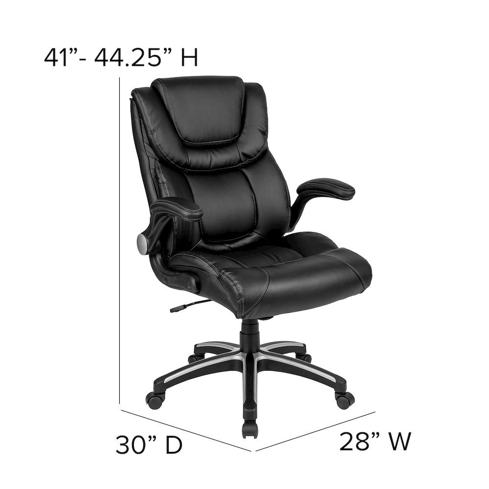 High Back Black Executive Swivel Office Chair with Double Layered Headrest. Picture 7