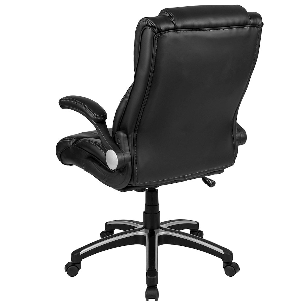 High Back Black Executive Swivel Office Chair with Double Layered Headrest. Picture 8