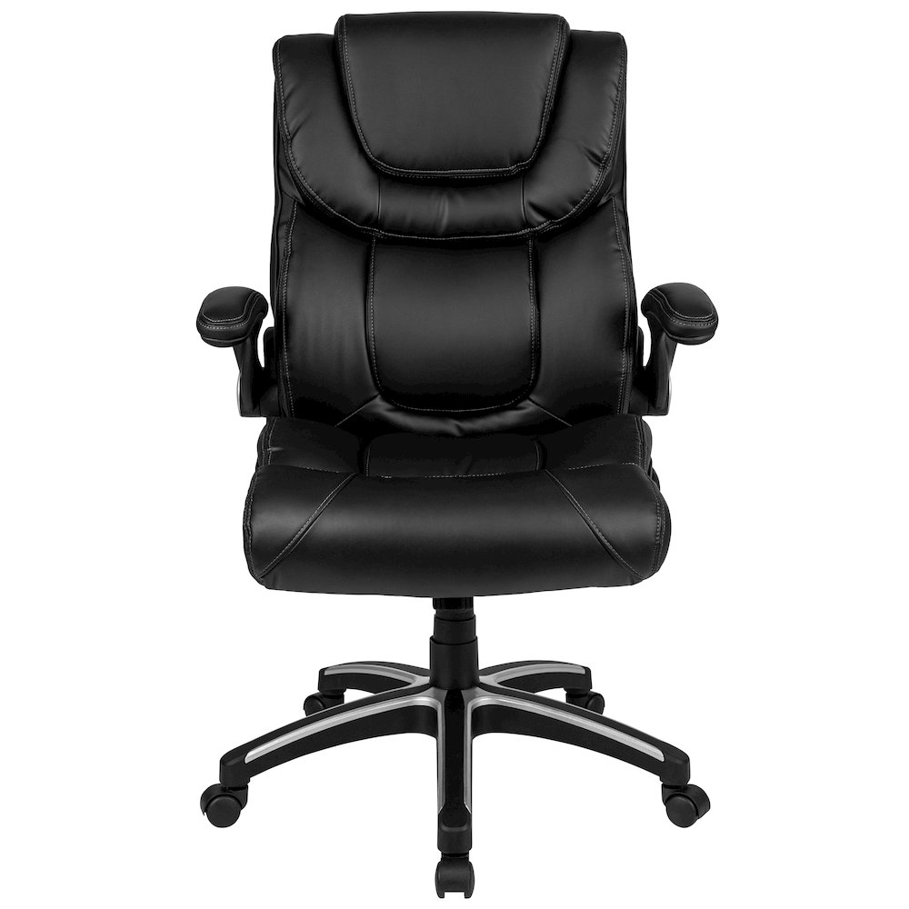 High Back Black Executive Swivel Office Chair with Double Layered Headrest. Picture 11
