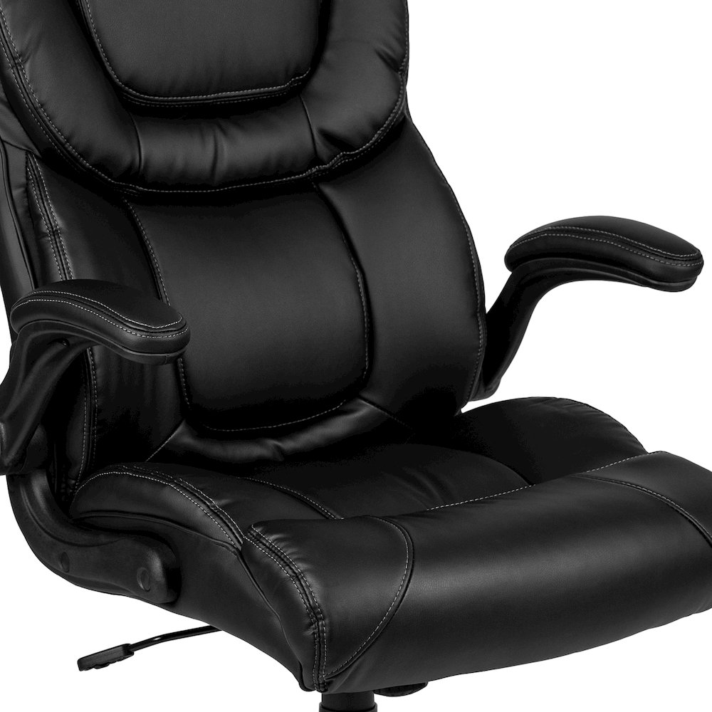 High Back Black Executive Swivel Office Chair with Double Layered Headrest. Picture 14