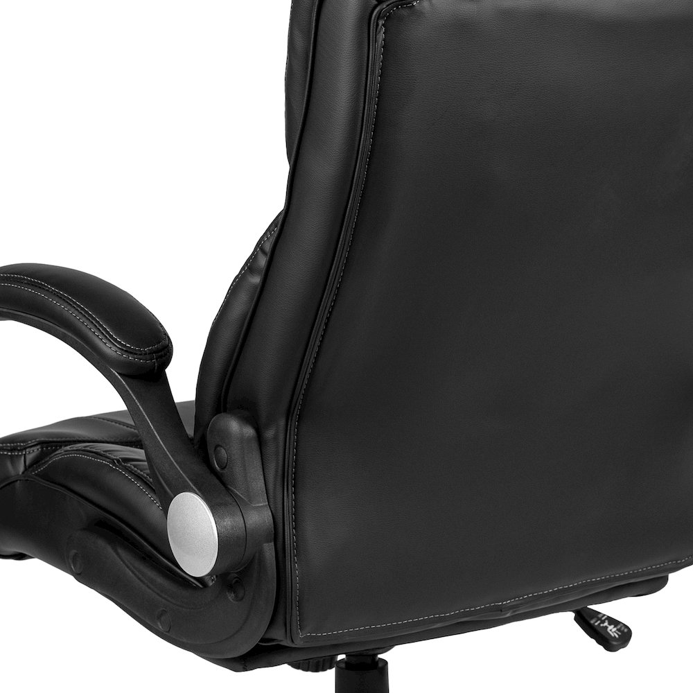 High Back Black Executive Swivel Office Chair with Double Layered Headrest. Picture 9