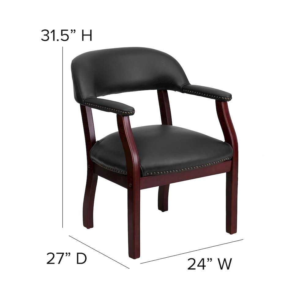 Black Vinyl Luxurious Conference Chair with Accent Nail Trim. Picture 5