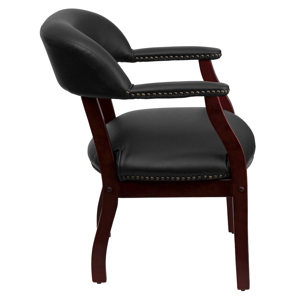 Black Vinyl Luxurious Conference Chair with Accent Nail Trim. Picture 8