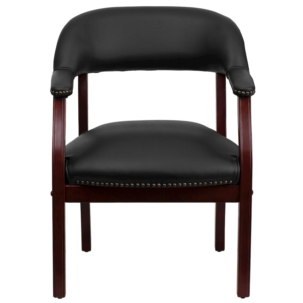 Black Vinyl Luxurious Conference Chair with Accent Nail Trim. Picture 9