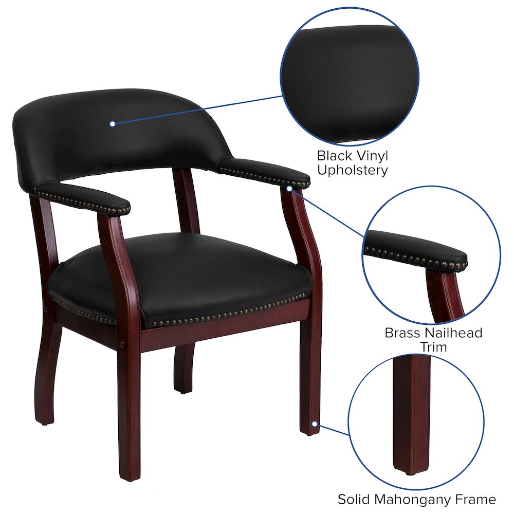 Black Vinyl Luxurious Conference Chair with Accent Nail Trim. Picture 4
