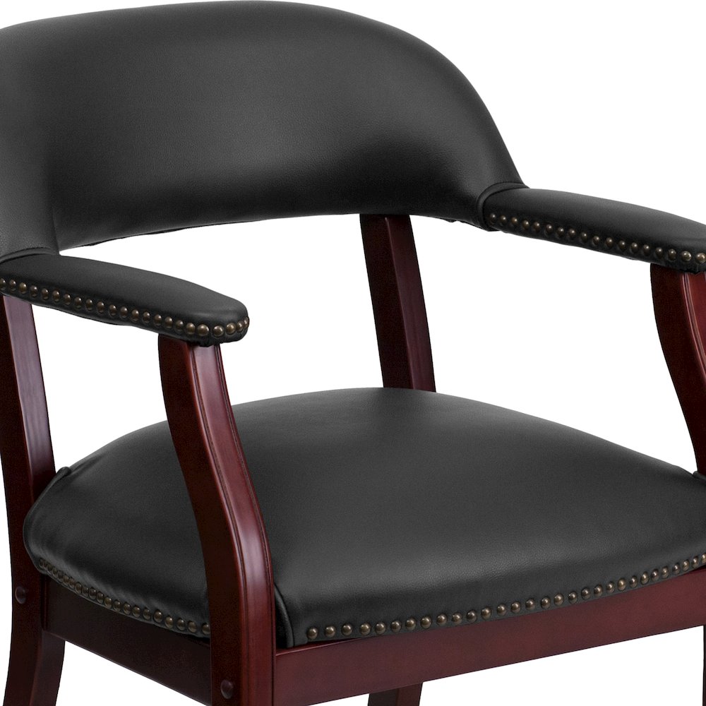 Black Vinyl Luxurious Conference Chair with Accent Nail Trim. Picture 7