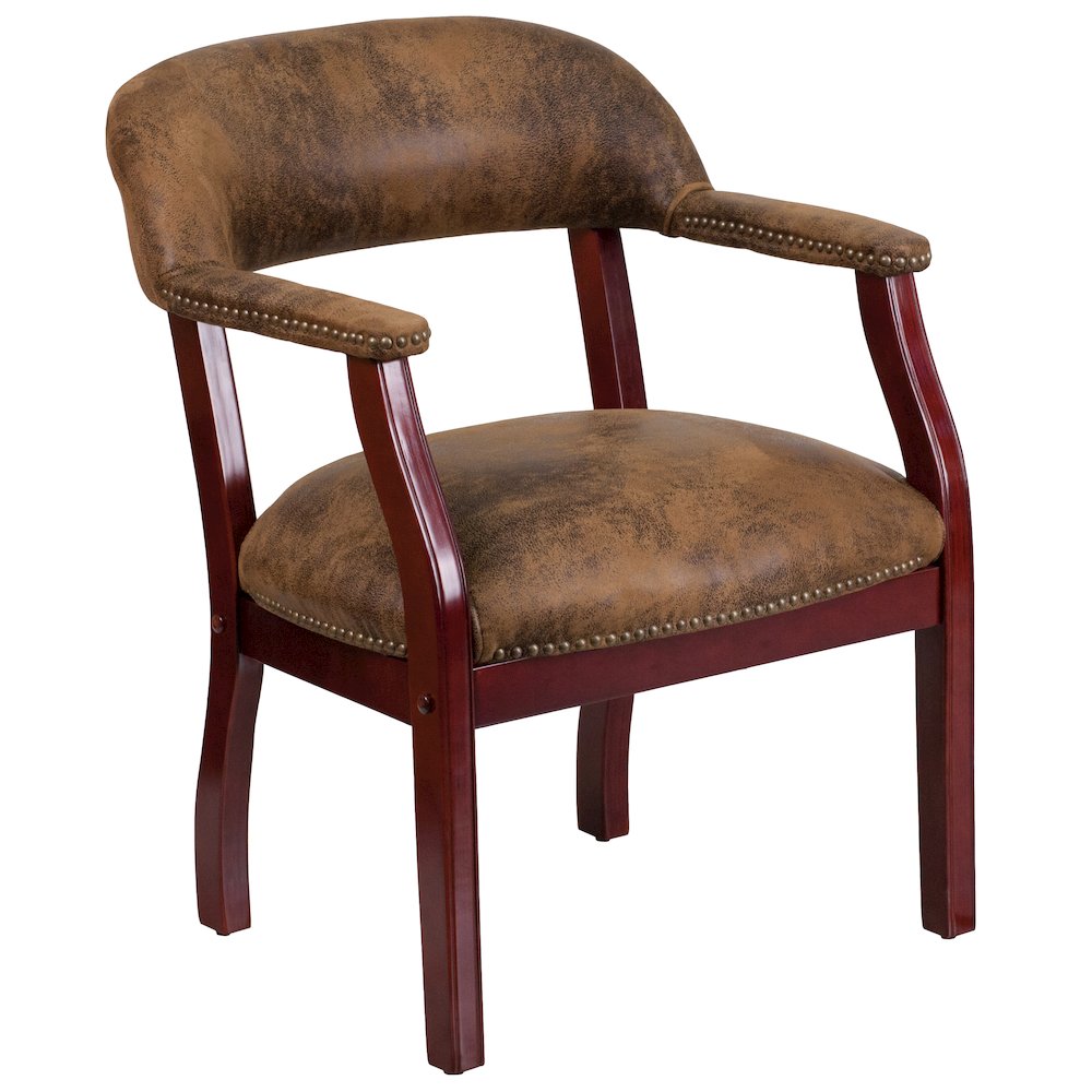Bomber Jacket Brown Luxurious Conference Chair with Accent Nail Trim. Picture 1