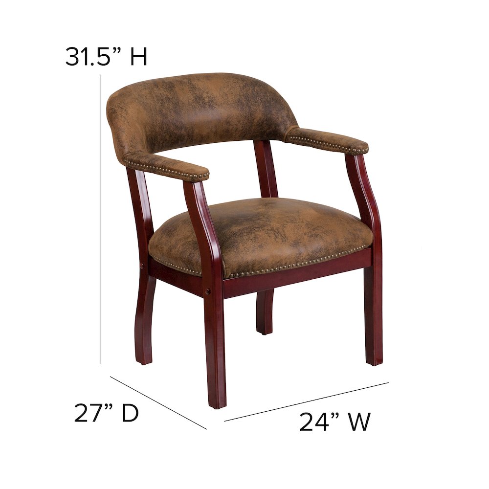 Bomber Jacket Brown Luxurious Conference Chair with Accent Nail Trim. Picture 2