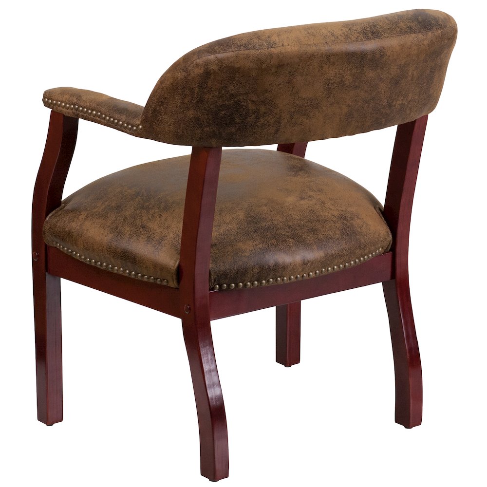 Bomber Jacket Brown Luxurious Conference Chair with Accent Nail Trim. Picture 4