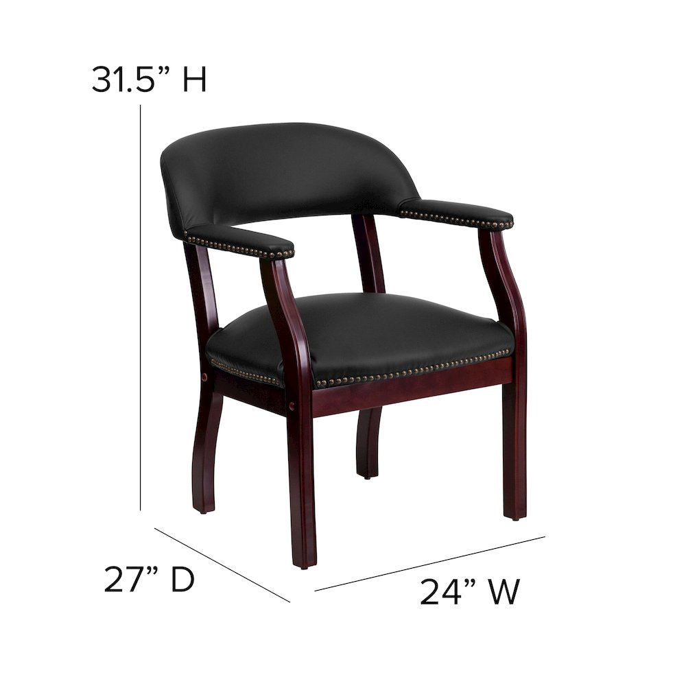 Black LeatherSoft Conference Chair with Accent Nail Trim. Picture 6