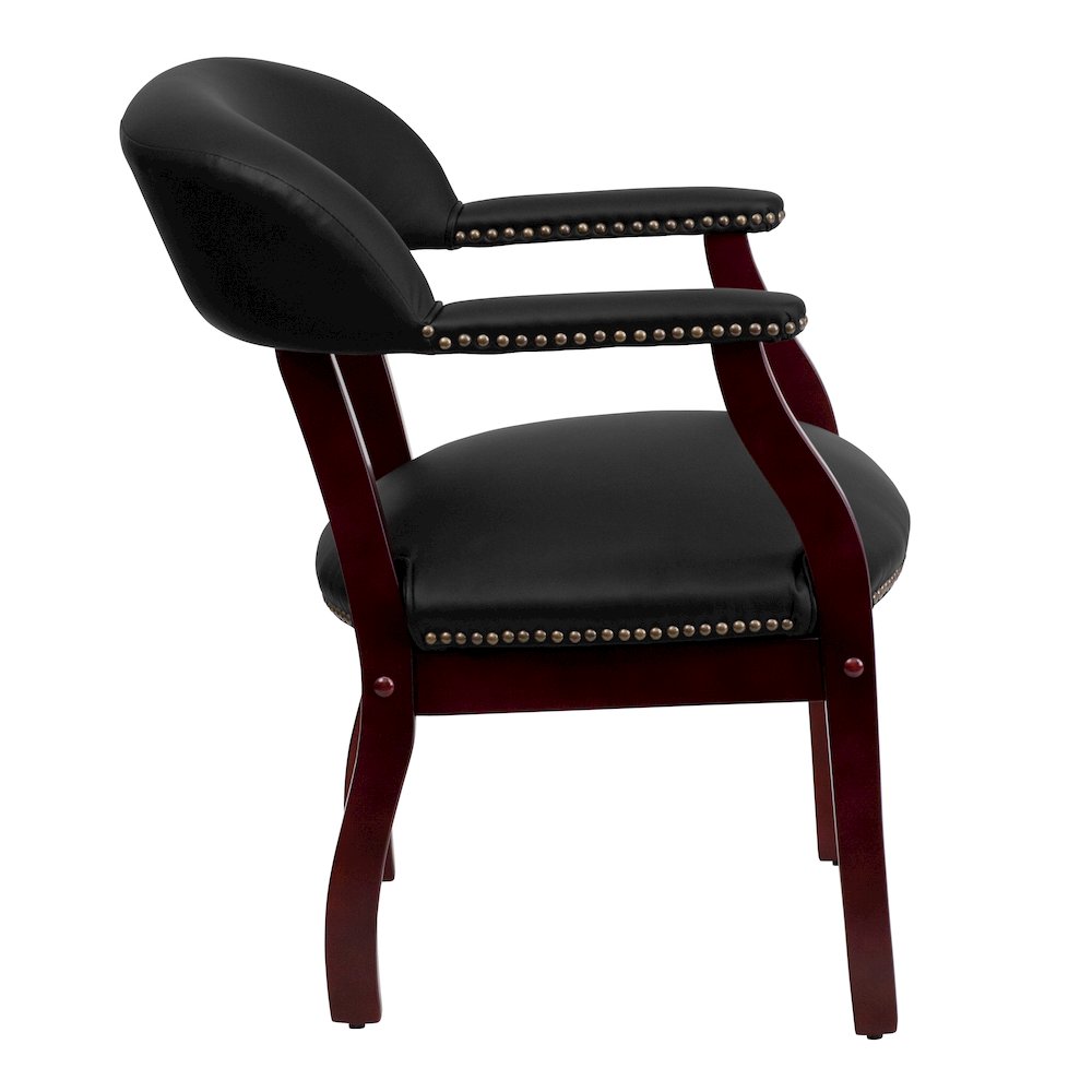 Black LeatherSoft Conference Chair with Accent Nail Trim. Picture 9