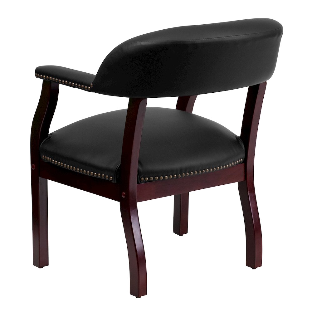Black LeatherSoft Conference Chair with Accent Nail Trim. Picture 7