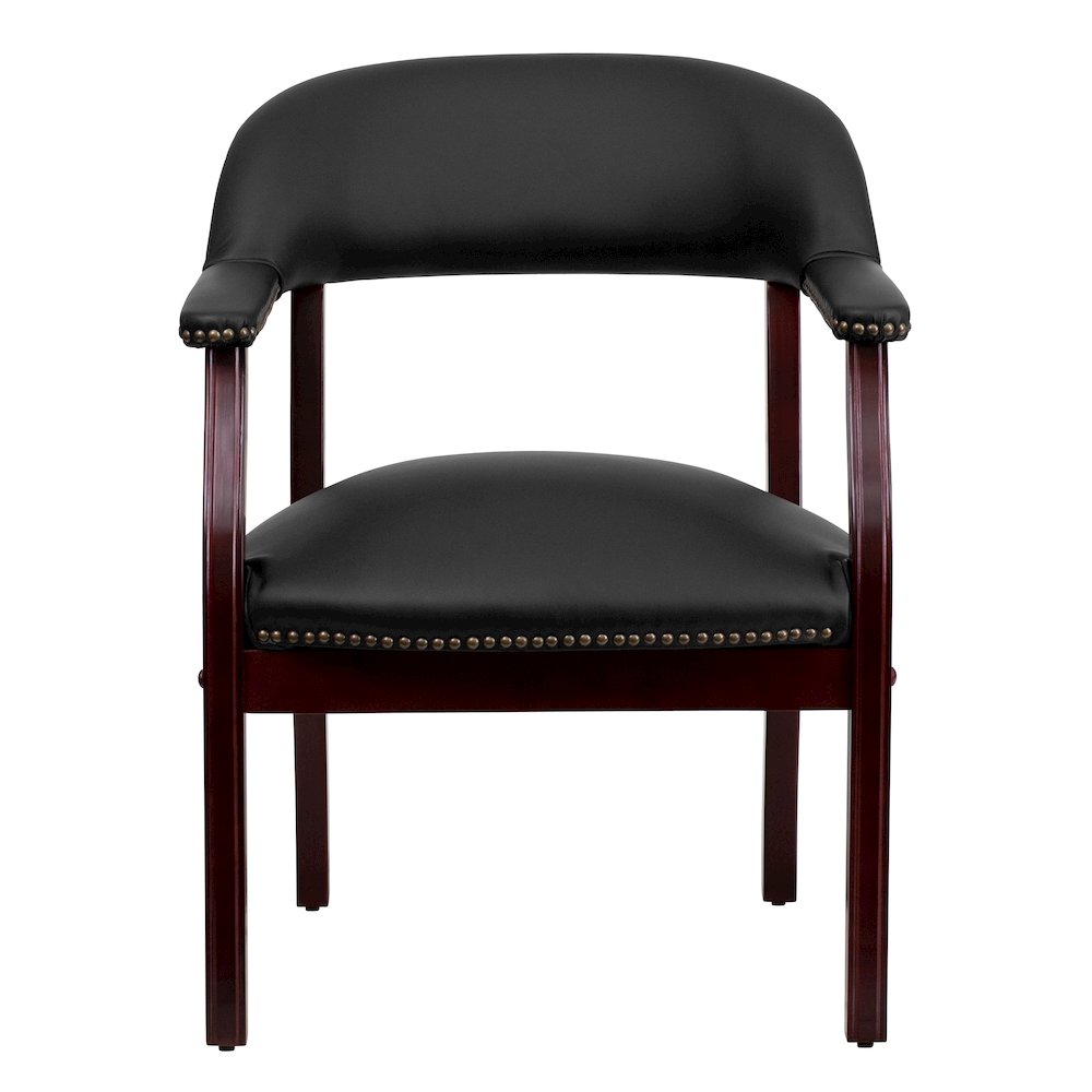 Black LeatherSoft Conference Chair with Accent Nail Trim. Picture 10