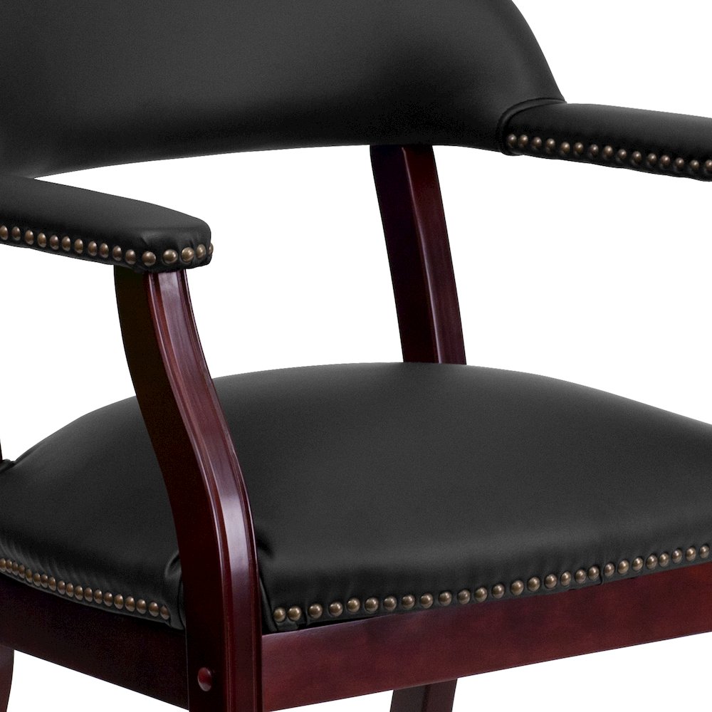 Black LeatherSoft Conference Chair with Accent Nail Trim. Picture 8