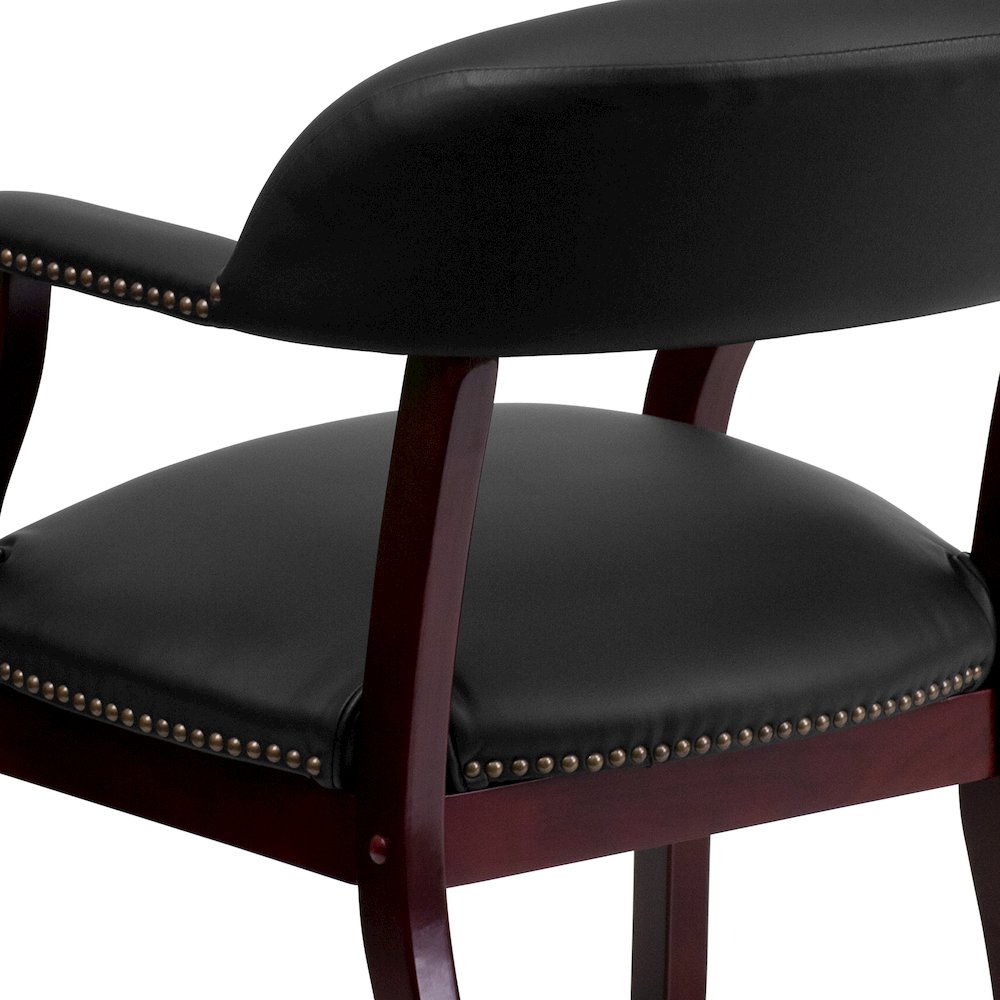 Black LeatherSoft Conference Chair with Accent Nail Trim. Picture 11