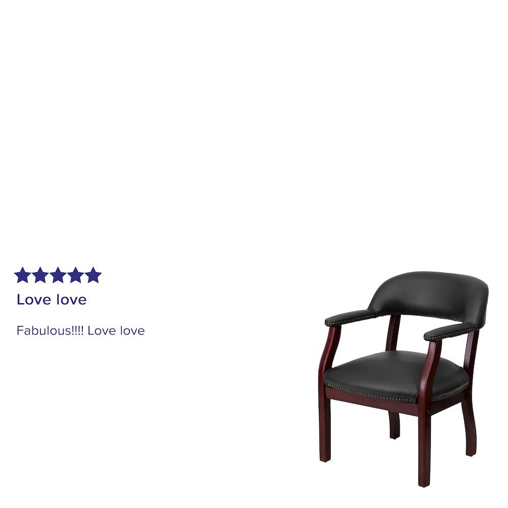 Black LeatherSoft Conference Chair with Accent Nail Trim. Picture 4