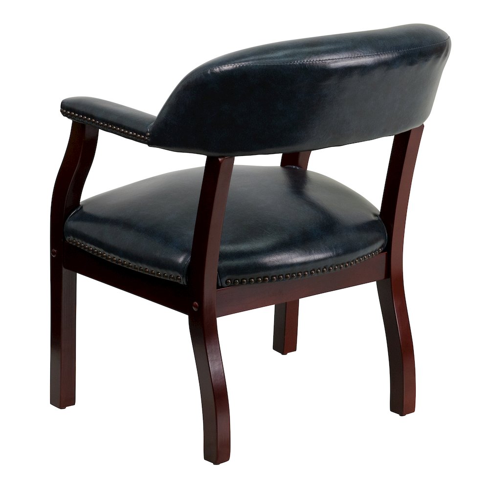 Navy Vinyl Luxurious Conference Chair with Accent Nail Trim. Picture 6