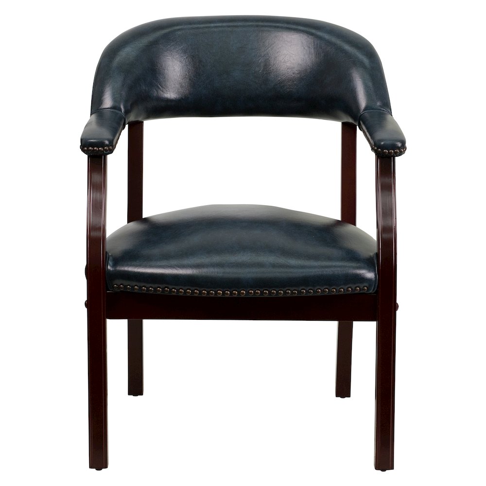 Navy Vinyl Luxurious Conference Chair with Accent Nail Trim. Picture 9