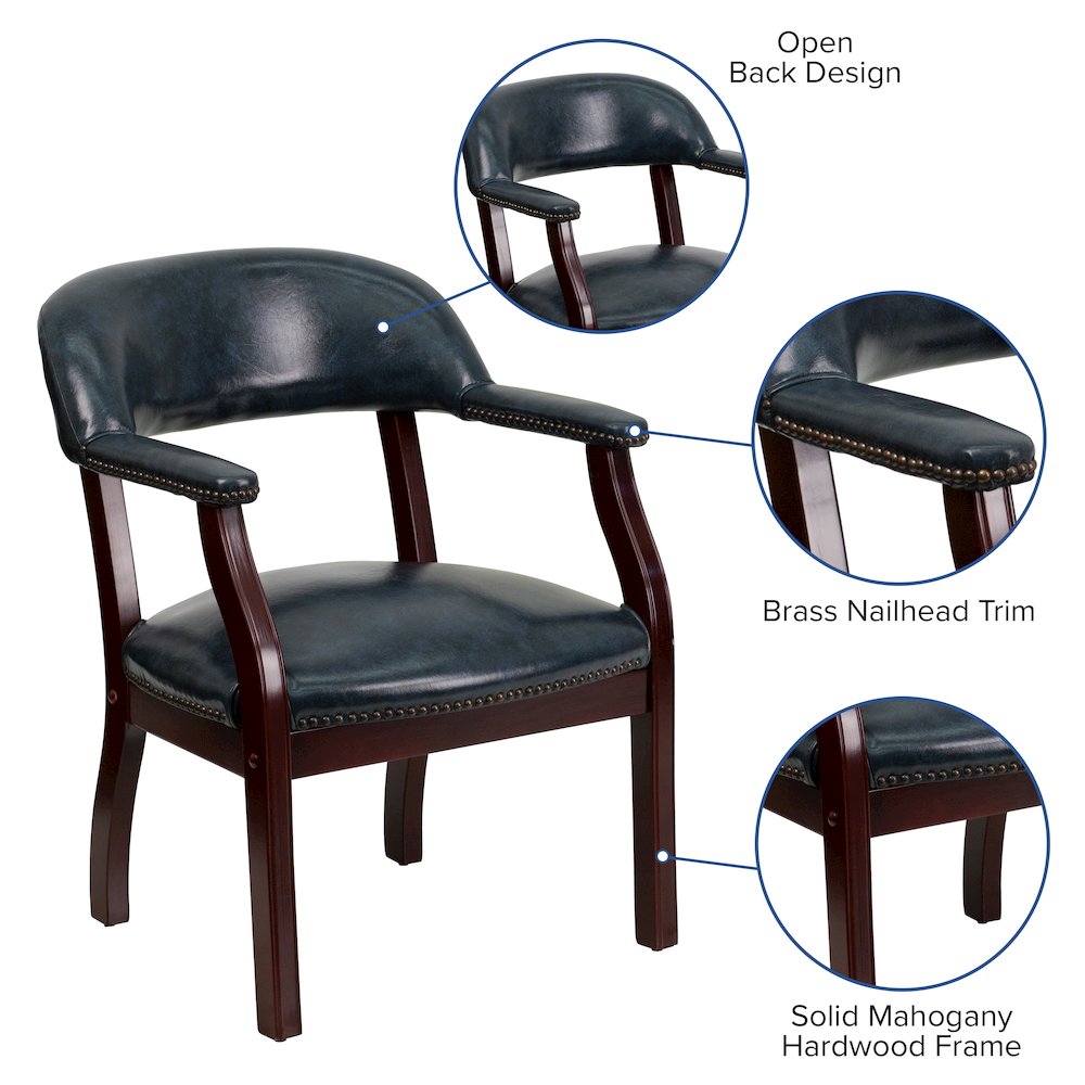 Navy Vinyl Luxurious Conference Chair with Accent Nail Trim. Picture 4